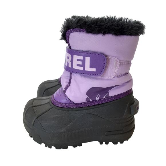 Sorel Snow Commander Snow Boots Girls 7 Purple Sherpa Winter Boot Insulated - Picture 3 of 9